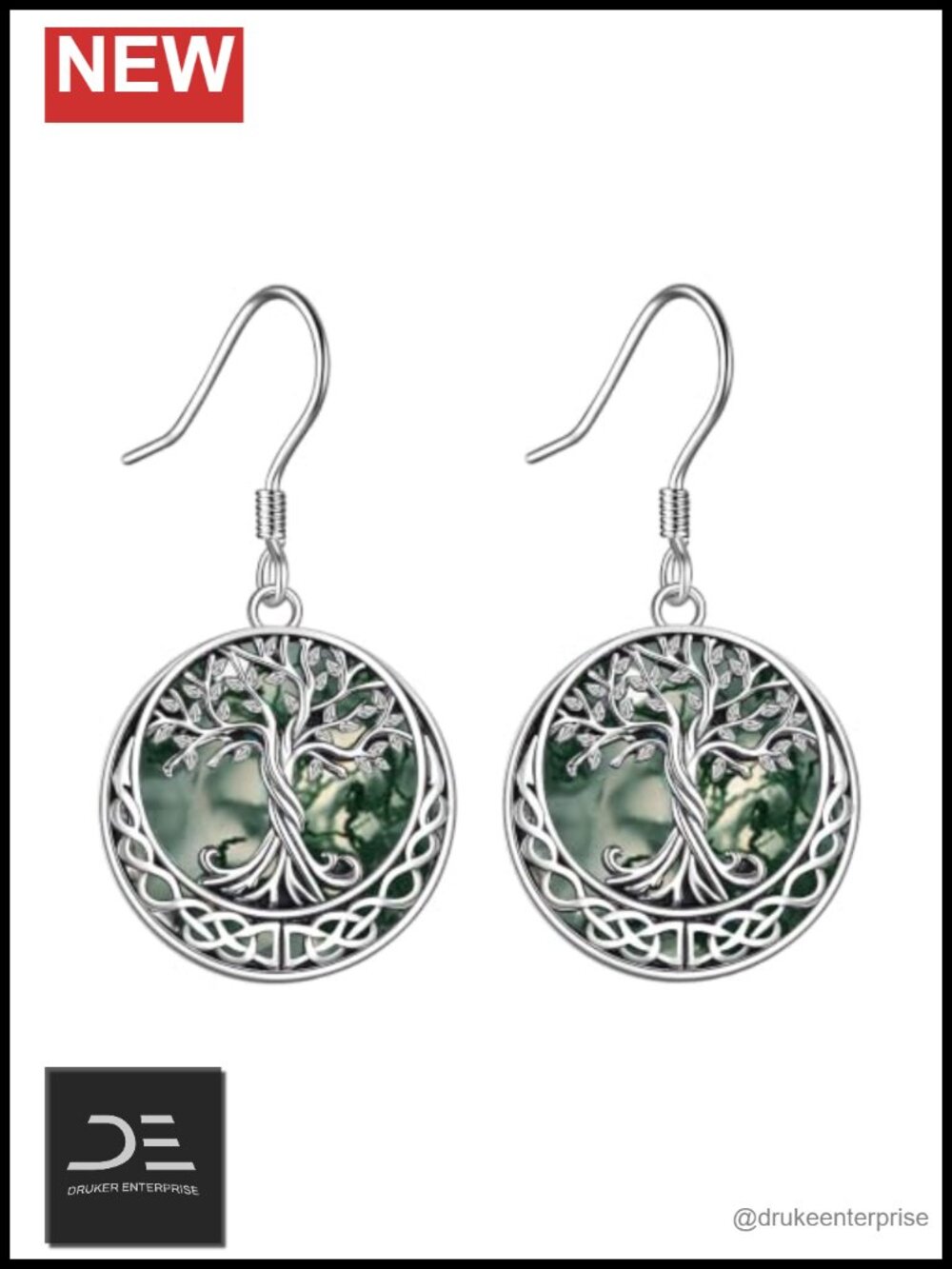 Tree of Life Earrings Sterling Silver Abalone Shell Dangle Drop